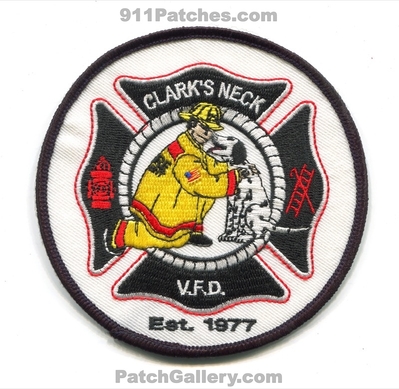Clarks Neck Volunteer Fire Department Patch (North Carolina)
Scan By: PatchGallery.com
Keywords: vol. dept. vfd est. 1977