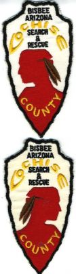Cochise County Sheriff Search & Rescue (Arizona)
Thanks to BensPatchCollection.com for this scan.
Keywords: and sar bisbee