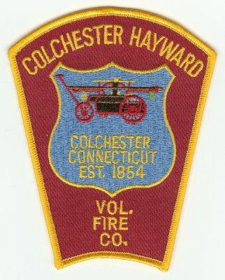Colchester Hayward Vol Fire Co
Thanks to PaulsFirePatches.com for this scan.
Keywords: connecticut volunteer company
