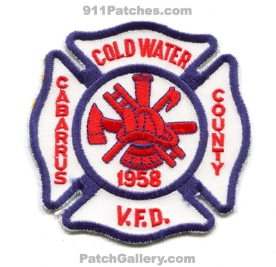 Cold Water Volunteer Fire Department Cabarrus County Patch (North Carolina)
Scan By: PatchGallery.com
Keywords: vol. dept. vfd v.f.d. co. 1958