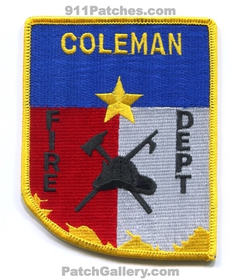 Coleman Fire Department Patch (Texas)
Scan By: PatchGallery.com
Keywords: dept.