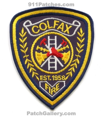 Colfax Fire Department Patch (North Carolina) (Confirmed)
Scan By: PatchGallery.com
Keywords: dept. est. 1958