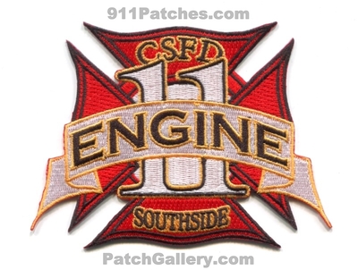 Colorado Springs Fire Department Engine 11 Patch (Colorado)
[b]Scan From: Our Collection[/b]
[b]Patch Made By: 911Patches.com[/b]
Keywords: dept. csfd southside station