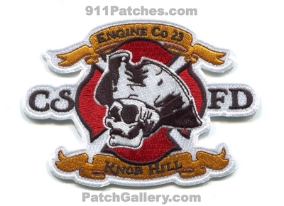 Colorado Springs Fire Department Engine 23 Patch (Colorado)
[b]Scan From: Our Collection[/b]
[b]Patch Made By: 911Patches.com[/b]
Keywords: dept. csfd c.s.f.d. company co. station knob hill