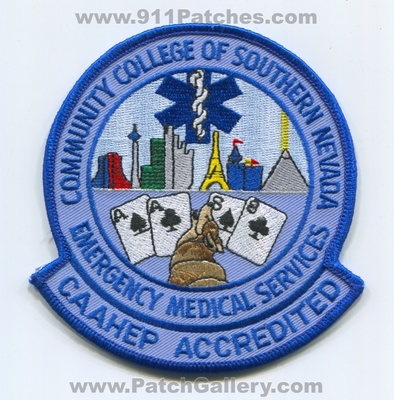 Community College of Southern Nevada Emergency Medical Services EMS CAAHEP Accredited Patch (Nevada)
Scan By: PatchGallery.com
Keywords: comm. ambulance las vegas