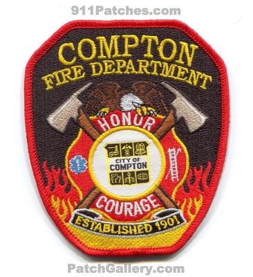 Compton Fire Department Patch (California)
[b]Scan From: Our Collection[/b]
Keywords: city of dept. honor courage established 1901
