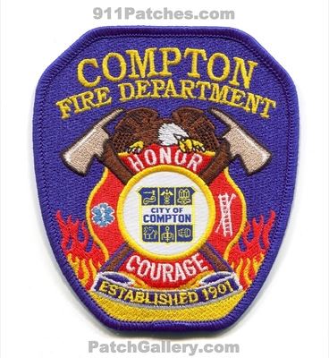Compton Fire Department Patch (California)
[b]Scan From: Our Collection[/b]
Keywords: city of dept. honor courage established 1901