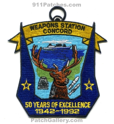 Concord Naval Weapons Station NWS 50 Years of Excellence USN Navy Military Patch (California)
Scan By: PatchGallery.com
Keywords: 1942-1992