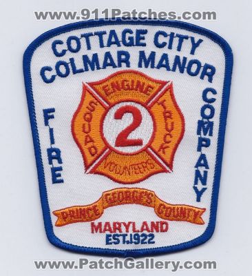 Cottage City Colmar Manor Fire Company 2 (Maryland)
Thanks to Paul Howard for this scan.
Keywords: engine squad truck volunteers prince george's georges county