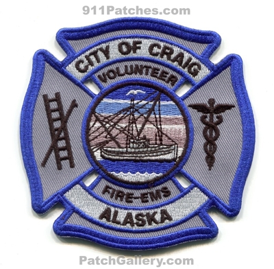 Craig Volunteer Fire EMS Department Patch (Alaska)
Scan By: PatchGallery.com
Keywords: city of vol. dept.