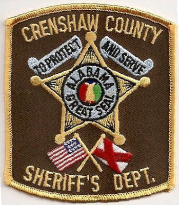 Crenshaw County Sheriff's Dept
Thanks to EmblemAndPatchSales.com for this scan.
Keywords: alabama sheriffs department