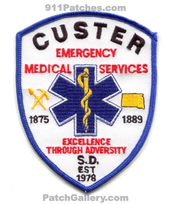Custer Emergency Medical Services EMS Patch (South Dakota)
Scan By: PatchGallery.com
Keywords: ambulance emt paramedic 1875 1889 excellence through adversity s.d. est 1978