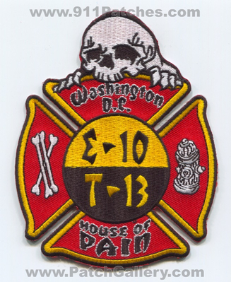 District of Columbia Fire Department DCFD Engine 10 Truck 13 Patch (Washington DC)
Scan By: PatchGallery.com
Keywords: Dist. Dept. D.C.F.D. E-10 E10 T-13 T13 Company Co. Station House of Pain - Skull