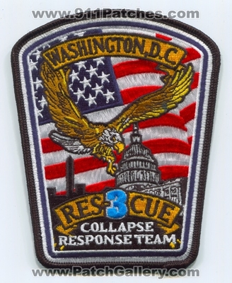 District of Columbia Fire Department DCFD Rescue 3 Patch (Washington DC)
Scan By: PatchGallery.com
Keywords: D.C.F.D. Dept. Company Co. Station collapse response team