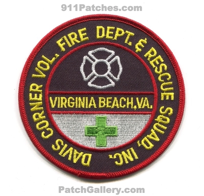 Davis Corner Volunteer Fire Department and Rescue Squad Inc Virginia Beach Patch (Virginia)
Scan By: PatchGallery.com
Keywords: vol. dept. & inc.