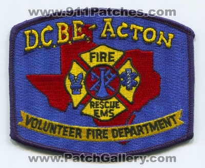 DeCordova Bend Estates Acton Volunteer Fire Department Patch (Texas)
Scan By: PatchGallery.com
Keywords: d.c.b.e. dcbe vol. dept. rescue ems