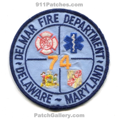 Delmar Fire Department Station 74 Patch (Delaware) (Maryland)
Scan By: PatchGallery.com
Keywords: dept.