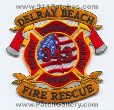 Delray Beach Fire Rescue Department Patch (Florida)
Scan By: PatchGallery.com
Keywords: Dept. Respect Integrity Courage Honor - 343