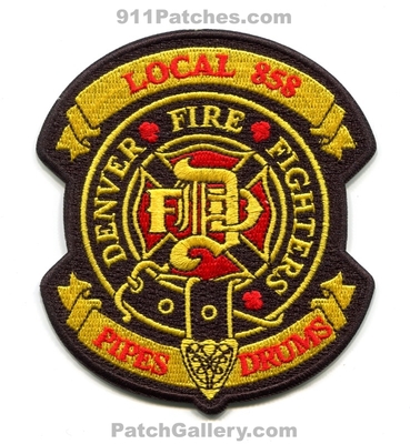 Denver Fire Department IAFF Local 858 Pipes and Drums Patch (Colorado)
[b]Scan From: Our Collection[/b]
[b]Patch Made By: 911Patches.com[/b]
Keywords: dept. dfd d.f.d. firefighters i.a.f.f. union company co. station