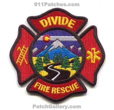 Divide Fire Rescue Department Patch (Colorado)
[b]Scan From: Our Collection[/b]
[b]Patch Made By: 911Patches.com[/b]
Keywords: dept.