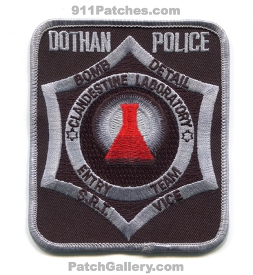 Dothan Police Department Clandestine Laboratory Bomb Detail SRT Vice Patch (Alabama)
Scan By: PatchGallery.com
Keywords: dept. s.r.t. swat