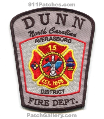 Dunn Fire Department Averasboro District 15 Patch (North Carolina)
Scan By: PatchGallery.com
Keywords: dept. dist. est. 1895