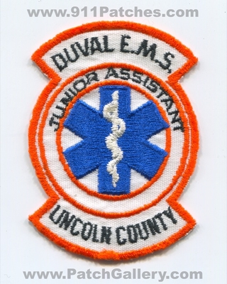 Duval Emergency Medical Services EMS Junior Assistant Lincoln County Patch (UNKNOWN STATE)
Scan By: PatchGallery.com
Keywords: e.m.s. co. ambulance