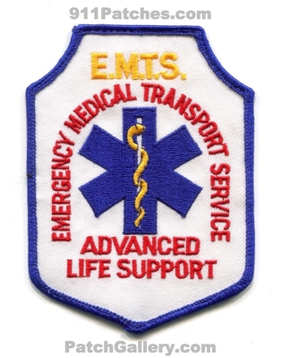 Emergency Medical Transport Service EMTS Advanced Life Support EMS Patch (Michigan)
Scan By: PatchGallery.com
Keywords: e.m.t.s. als ambulance