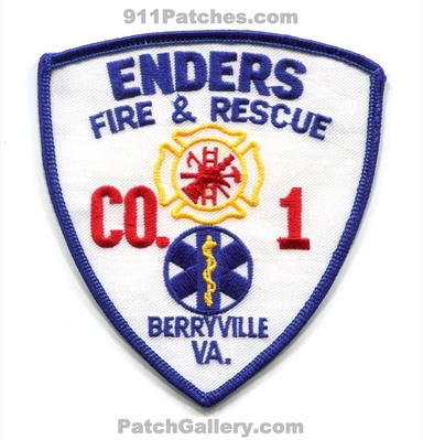 Enders Fire and Rescue Department Company 1 Berryville Patch (Virginia)
Scan By: PatchGallery.com
Keywords: & dept. co.