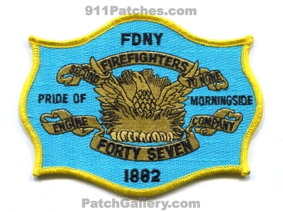 New York City Fire Department FDNY Engine 47 Patch (New York)
Scan By: PatchGallery.com
Keywords: of dept. f.d.n.y. company co. station forty seven firefighters second to none pride of morningside 1882