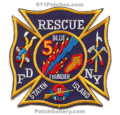 New York City Fire Department FDNY Rescue 5 Patch (New York)
Scan By: PatchGallery.com
Keywords: of dept. f.d.n.y. company co. station blue thunder staten island
