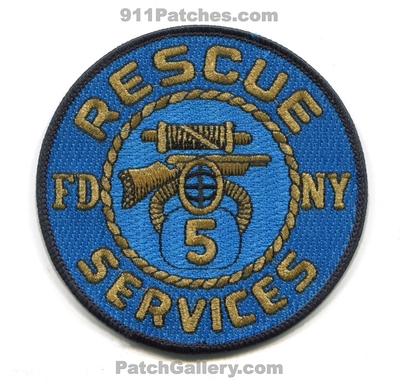 New York City Fire Department FDNY Rescue 5 Patch (New York)
Scan By: PatchGallery.com
Keywords: of dept. f.d.n.y. company co. station services