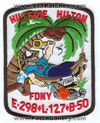 New York City Fire Department FDNY Engine 298 Ladder 127 Battalion 50 (New York)
Scan By: PatchGallery.com
Keywords: of dept. f.d.n.y. company station e-298 l-127 b-50 hillside hilton