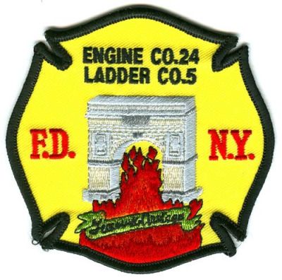 FDNY Fire Engine 24 Ladder 5 Patch (New York)
[b]Scan From: Our Collection[/b]
Keywords: department company