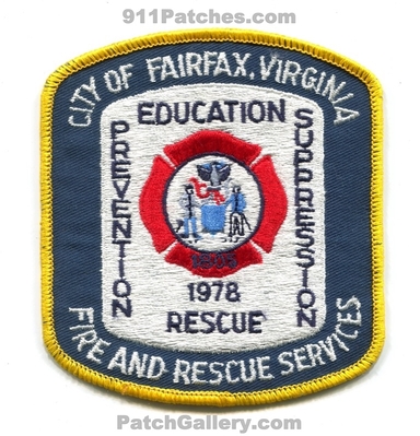 Fairfax Fire and Rescue Services Department Patch (Virginia)
Scan By: PatchGallery.com
Keywords: city of dept. prevention education suppression 1978