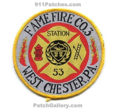 Fame Fire Company 3 Station 53 West Chester Patch (Pennsylvania)
Scan By: PatchGallery.com
Keywords: co. number no. #3 department dept.