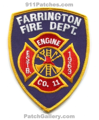 Farrington Fire Department Engine Company 11 Patch (Virginia)
Scan By: PatchGallery.com
Keywords: dept. co. estb. 1963 station