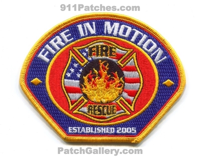 Fire in Motion Fire Rescue Department Movie Props Truck Rentals Patch (California)
Scan By: PatchGallery.com
Keywords: dept. established 2005
