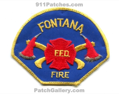 Fontana Fire Department Patch (California)
Scan By: PatchGallery.com
Keywords: dept. ffd f.f.d.