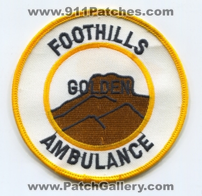 Foothills Ambulance Golden Patch (Colorado) (Defunct)
[b]Scan From: Our Collection[/b]
Keywords: ems golden