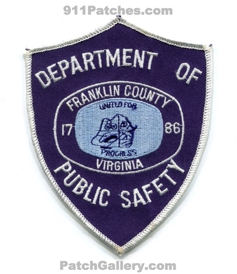 Franklin County Department of Public Safety Patch (Virginia)
Scan By: PatchGallery.com
Keywords: co. dept. dps 1786 united for progress fire ems police sheriff