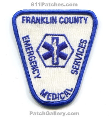 Franklin County Emergency Medical Services EMS Patch (UNKNOWN STATE)
Scan By: PatchGallery.com
Keywords: co. ambulance
