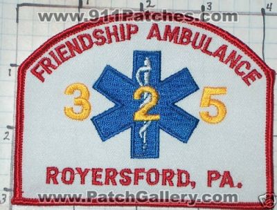 Friendship Ambulance 325 (Pennsylvania)
Thanks to swmpside for this picture.
Keywords: ems royersford pa.