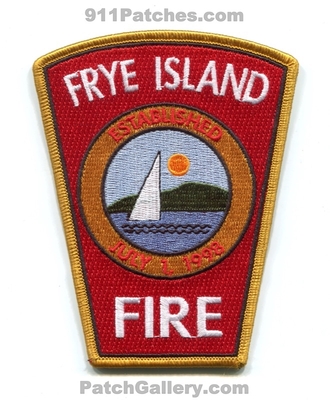 Frye Island Fire Department Patch (Maine)
Scan By: PatchGallery.com
[b]Patch Made By: 911Patches.com[/b]
Keywords: dept. established july 1, 1998