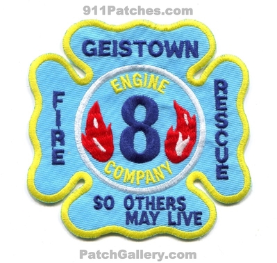 Geistown Fire Rescue Department Engine Company 8 Patch (Pennsylvania)
Scan By: PatchGallery.com
Keywords: dept. co. station so others may live