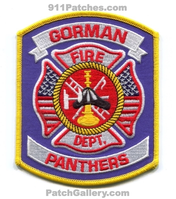 Gorman Panther Fire Department Patch (Texas)
Scan By: PatchGallery.com
Keywords: dept.