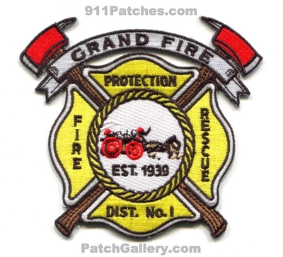 Grand Fire Protection District Number 1 Patch (Colorado)
[b]Scan From: Our Collection[/b]
Keywords: prot. dist. no. #1 department dept. est. 1939 rescue