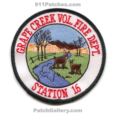 Grape Creek Volunteer Fire Department Station 16 Patch (North Carolina)
Scan By: PatchGallery.com
Keywords: vol. dept.