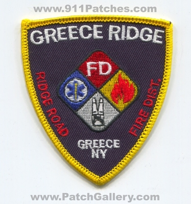 Greece Ridge Road Fire District Patch (New York)
Scan By: PatchGallery.com
Keywords: dist. department dept. fd