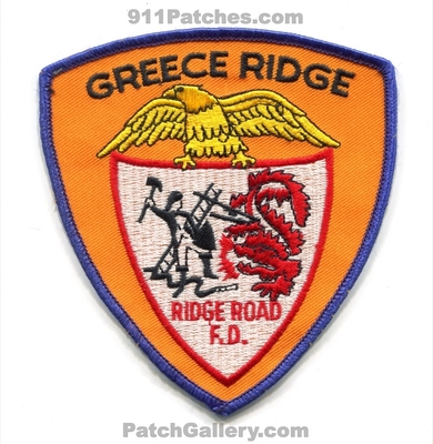 Greece Ridge Road Fire Department Patch (New York)
Scan By: PatchGallery.com
Keywords: dept.